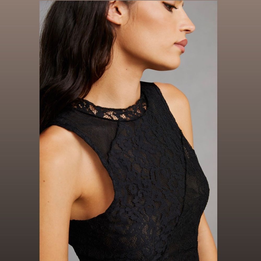 🖤 Anthropologie 🖤 Lace Mock Neck Tank Black NEW - Picture 11 of 14